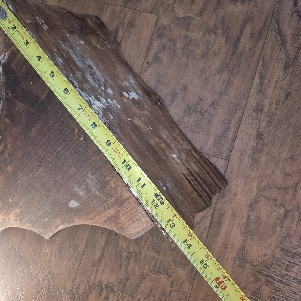 Rustic 1960's Wooden Shelf Wall Hanging Dark Stained 14'L 13.5'T 7.5D